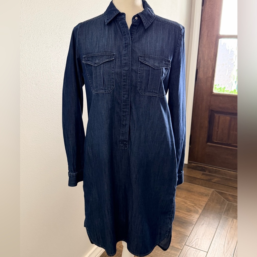 White House Black Market Denim Long Sleeve Dress